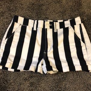 Black and white jean shorts